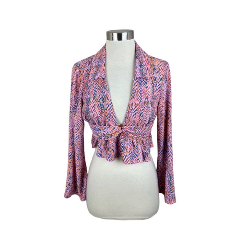 Zara Colorful Knotted Front Blouse | Size XS